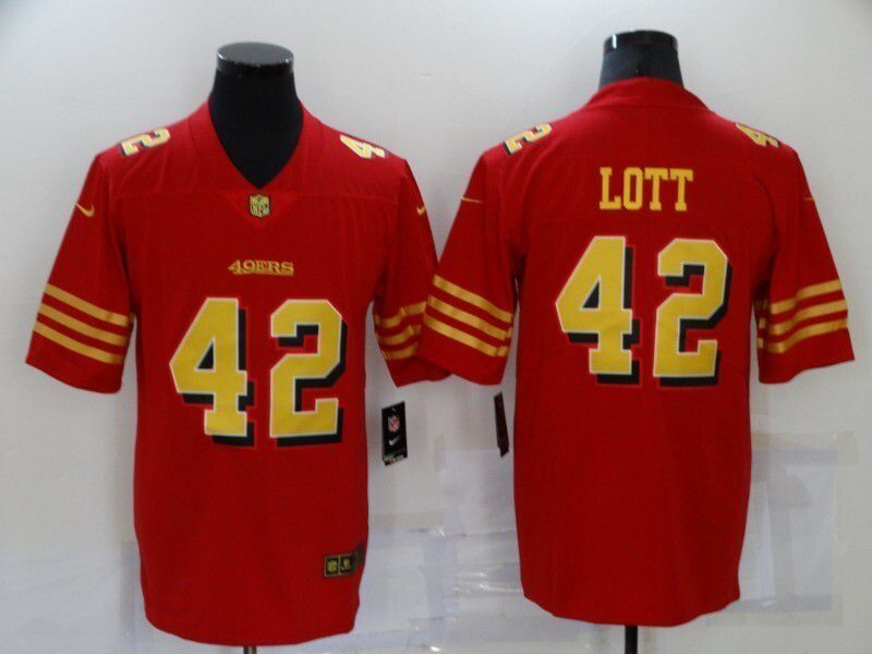 Men 2025 Nike San Francisco 49ers #42 Lott red gold Limited NFL Jersey style 01